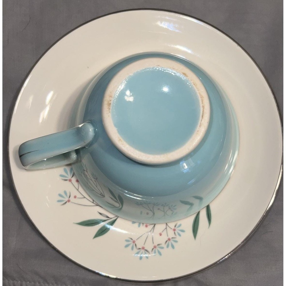 12 Pc Taylor Smith Taylor Petal Lane Cups And Saucers Vintage Floral Dishes MCM - Picture 5 of 11